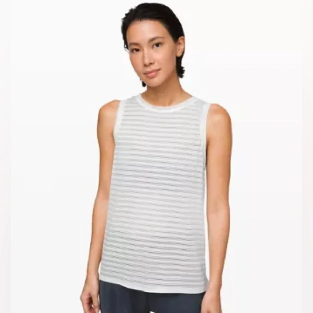 Lululemon Meet Halfway Tank – White‎ Striped 🤍✨